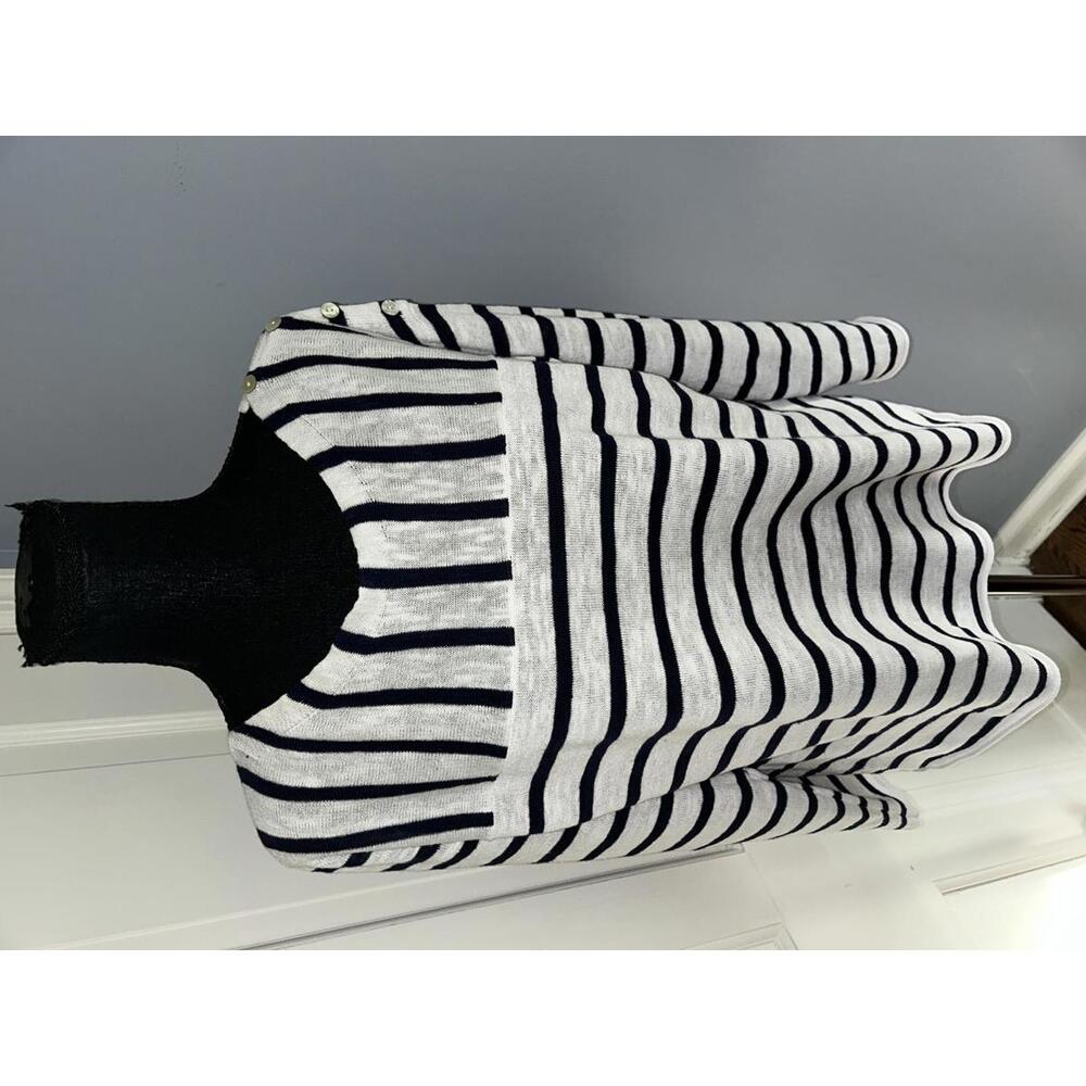 Eileen Fisher Long Sleeve, White w/Black Stripes Linen Sweater, PM